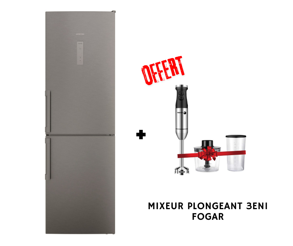 Réfrigérateur Combiné ARISTON ARFC8-TI21SX 335L NoFrost - Inox + MIXEUR PLONGEANT 3EN1 FAGOR
