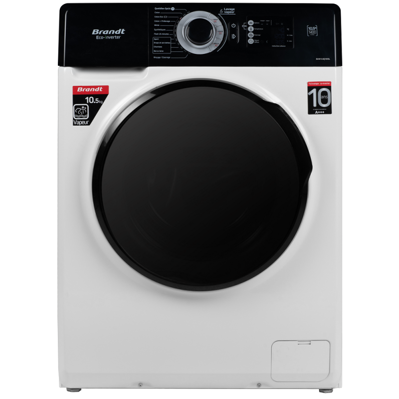 Lave Linge Frontale Brandt BAM104QVWBL 10.5 ,KG - 1400 Trs - Vapeur ...