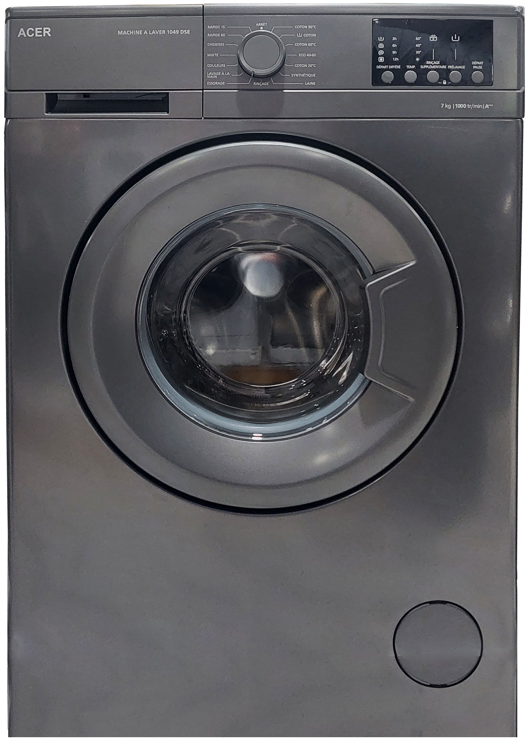 Lave linge Frontale ACER 1049DSE 7Kg  1000 Trs - Dark Silver