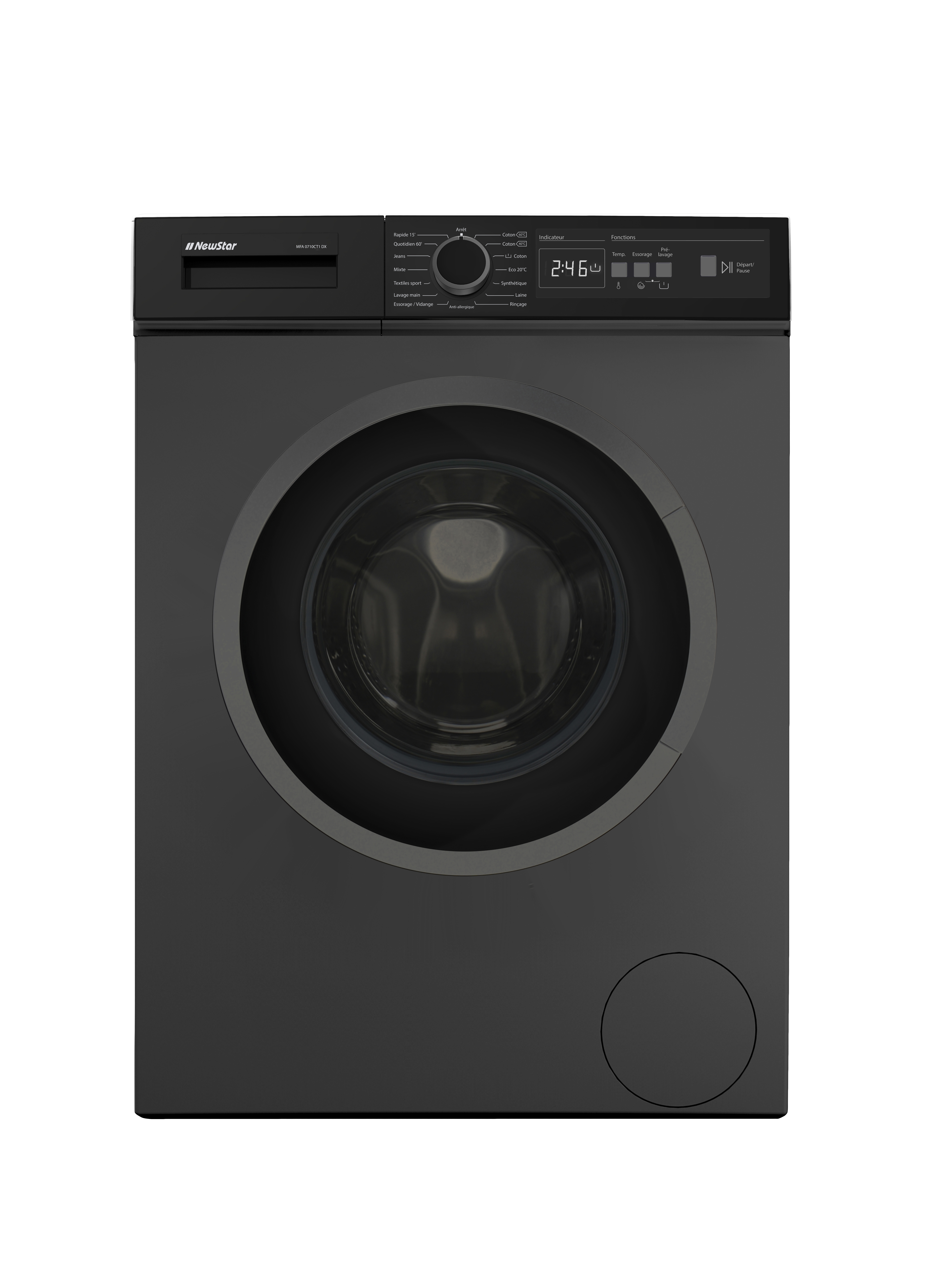 Machine à laver Frontale NEWSTAR  MFA0710CT1 DX   - 7 Kg - Dark Inox