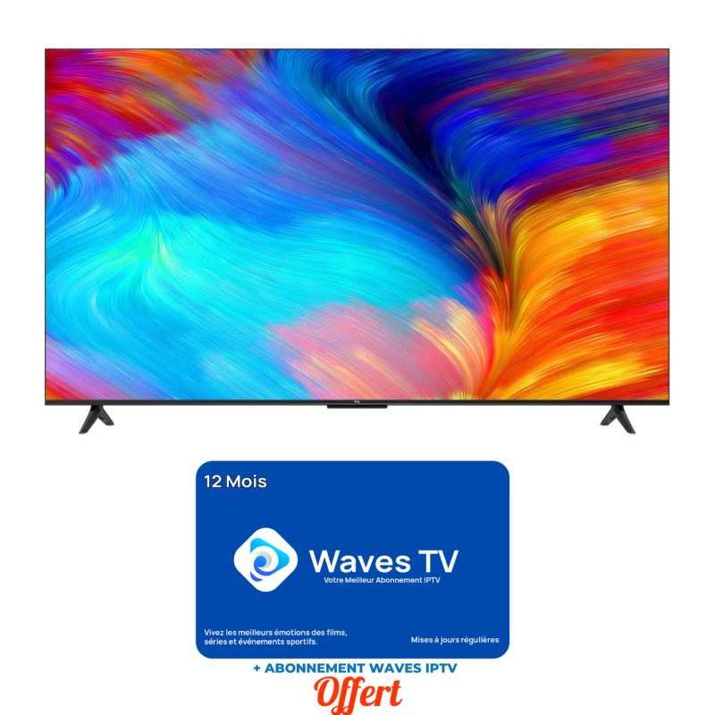 Téléviseur LED TCL 55P635 UHD 4K Smart TV  Google TV - Android - Noir + Abonnement Waves IPTV 12 Mois Offert