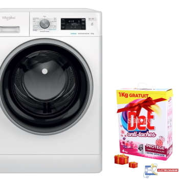 Lave Linge Whirlpool Hublot FFWS 7235 WB NA 7 kg - 1200 Tours/min - 6ème sens - Blanc   +  Det 4 Kg Offert