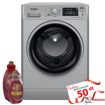 Lave Linge Whirlpool Frontale FFWD 9248 SBS V NA -9kg - 1200Tours/min - 6ème sens - Silver + Det Gel 2.5L + 1L Offert