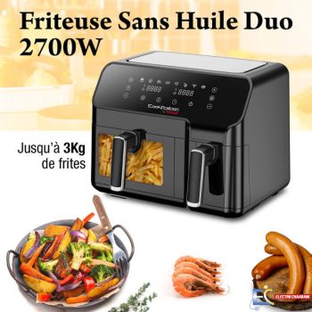 Friteuse Sans Huile TECHWOOD DUO 5.5L + 3.3L - Noir - CS-927