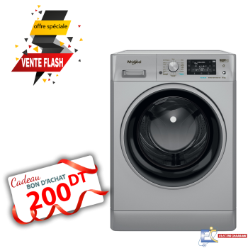 Lave Linge Whirlpool Frontale FFWD 9248 SBS V NA -9kg - 1200Tours/min - 6ème sens - Silver + Det Gel 2.5L + 1L Offert