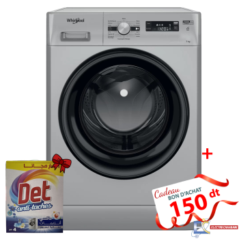 Lave Linge Whirlpool Hublot FFWS 7235 SB NA 7 kg - 1200 Tours/min - 6ème sens - Silver + Det 4Kg Offert