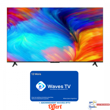 Téléviseur LED TCL  43" UHD 4K 43P635  Smart - Google TV - Android - Noir + Abonnement Waves IPTV 12 mois Offert