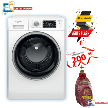 Lave linge WHIRLPOOL FFWD9248WBS-VNA - 9kg + Det Gel 2.5 L + 1 L Offert